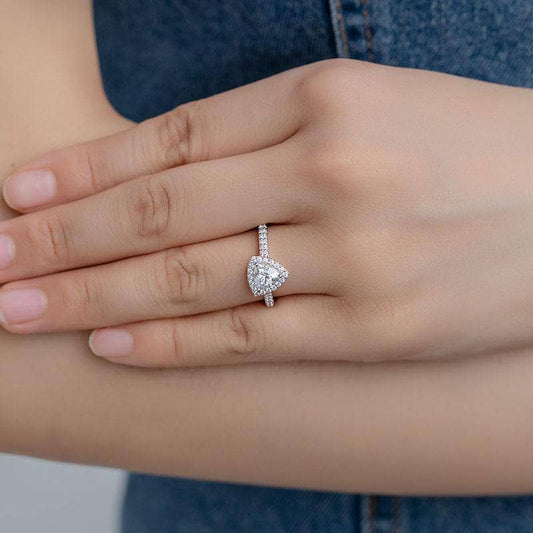 1.0Ct 6.5mm Classic Trillion Halo Diamond Engagement Ring-Black Diamonds New York