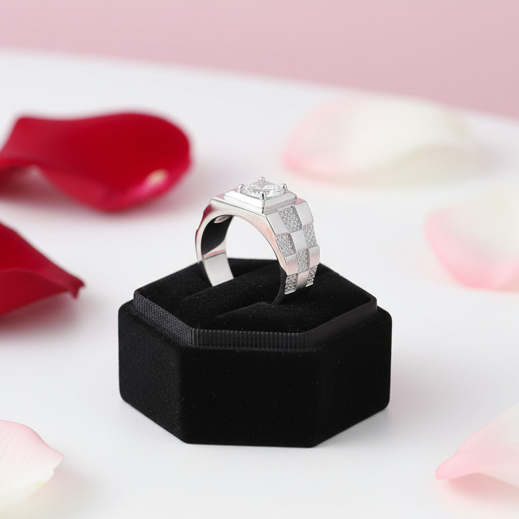 1.0Ct 6.5mm D Color Diamond Men's Ring-Black Diamonds New York