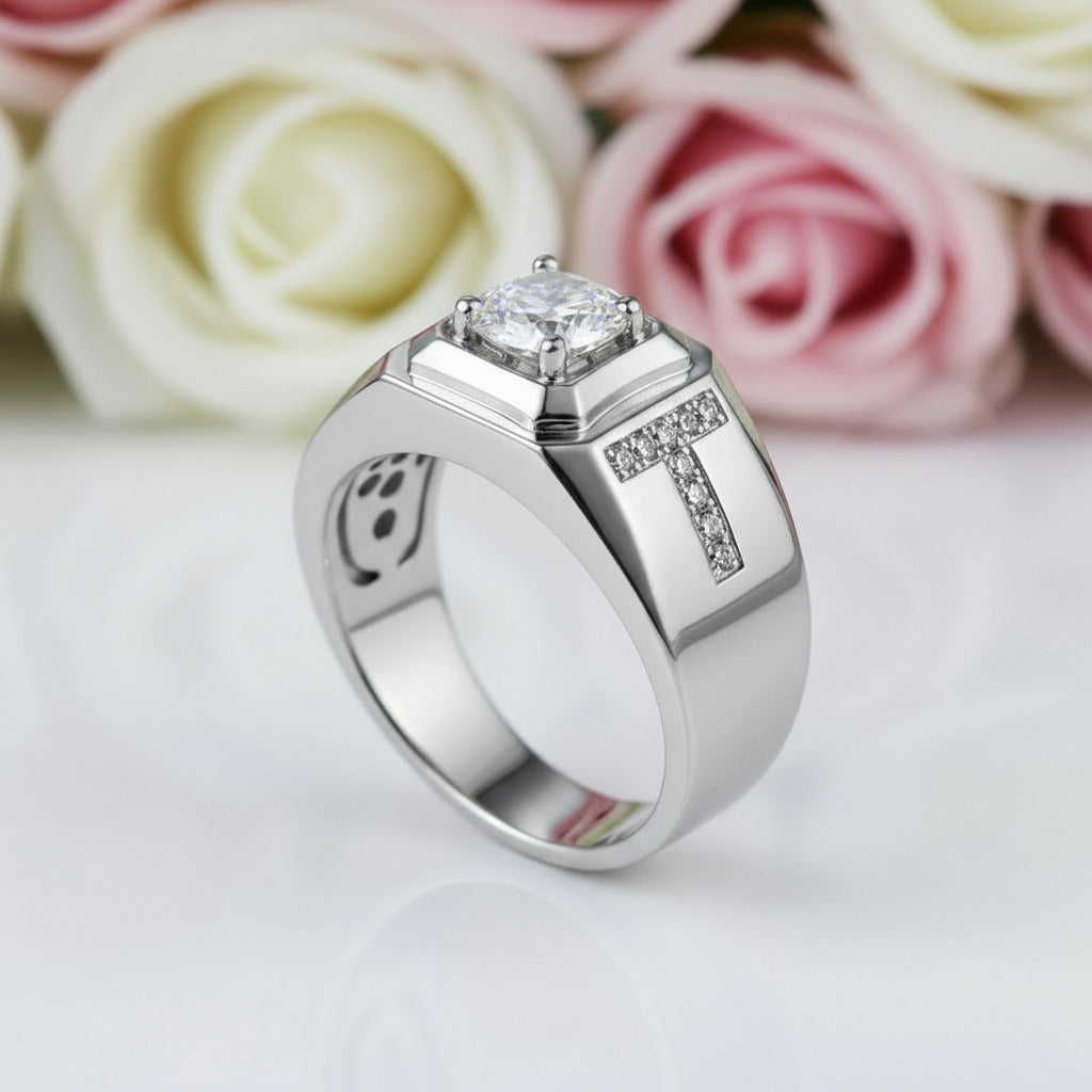 1.0Ct 6.5mm D Color Diamond Men's Ring-Black Diamonds New York