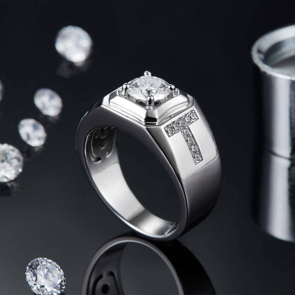 1.0Ct 6.5mm D Color Diamond Men's Ring-Black Diamonds New York