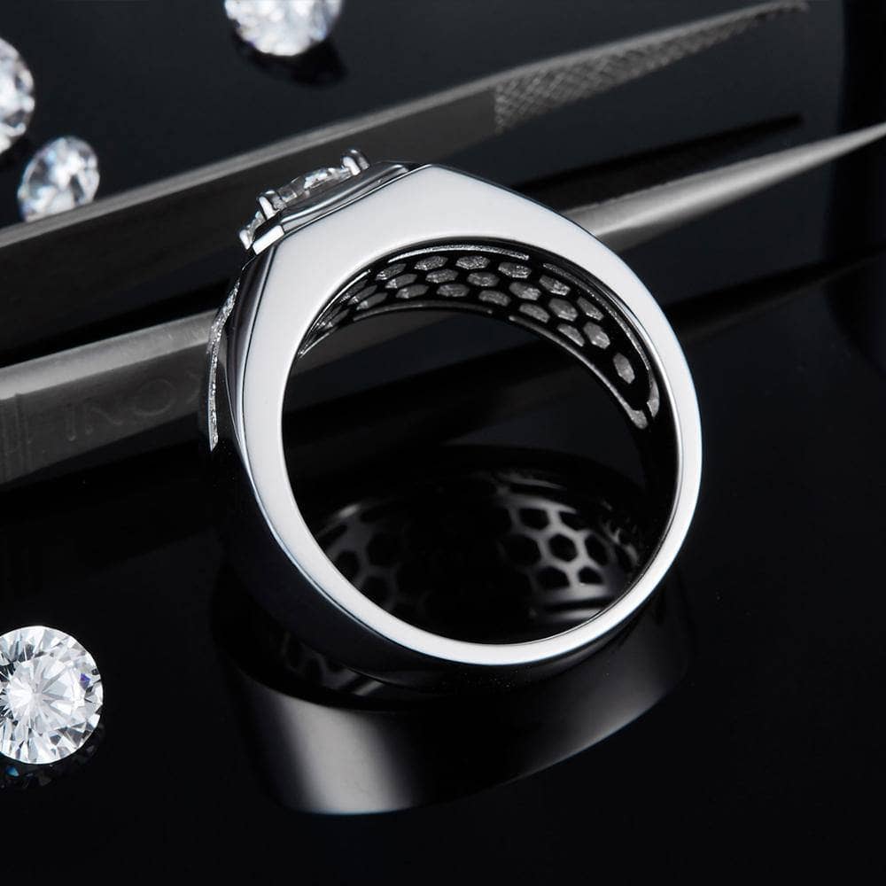 1.0Ct 6.5mm D Color Moissanite Diamond Men's Ring-Black Diamonds New York