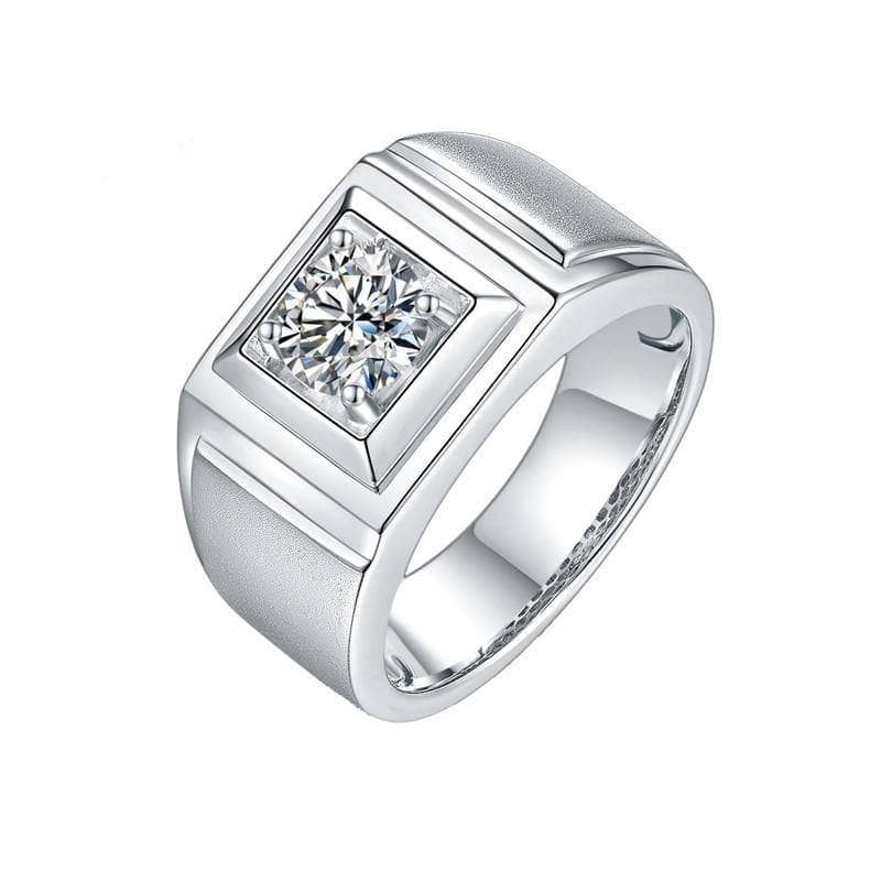 1.0Ct 6.5mm D Color Moissanite Ring for Men - Black Diamonds New York