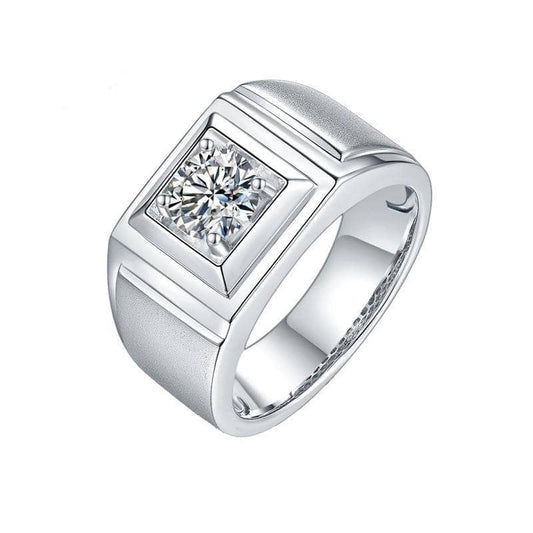 1.0Ct 6.5mm D Color Moissanite Ring for Men-Black Diamonds New York