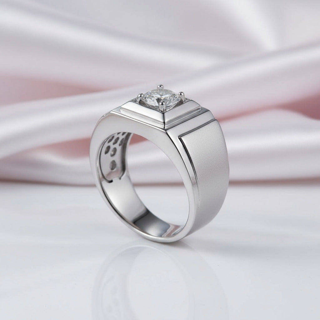 1.0Ct 6.5mm D Color Diamond Ring for Men-Black Diamonds New York