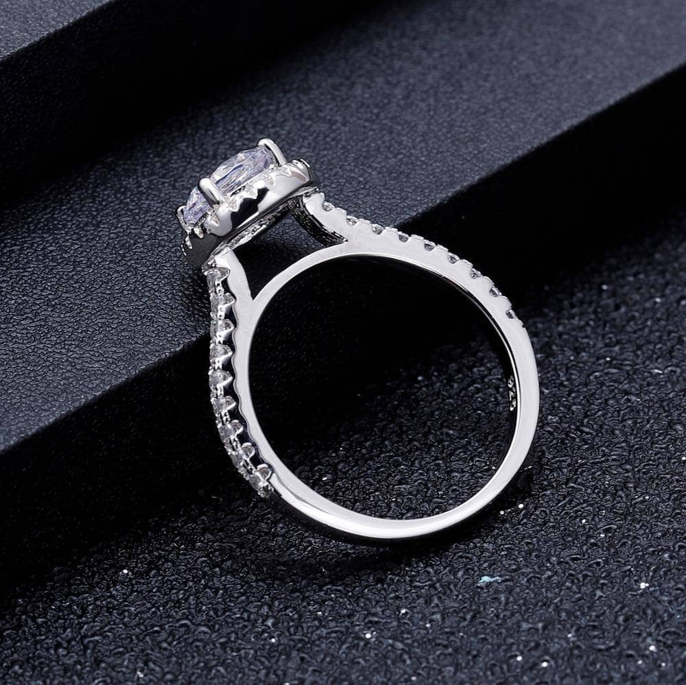 1.0Ct 6.5mm EF Color Halo Moissanite Engagement Rings-Black Diamonds New York