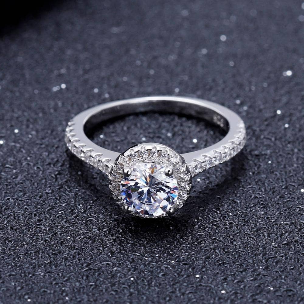 1.0Ct 6.5mm EF Color Halo Diamond Engagement Rings-Black Diamonds New York