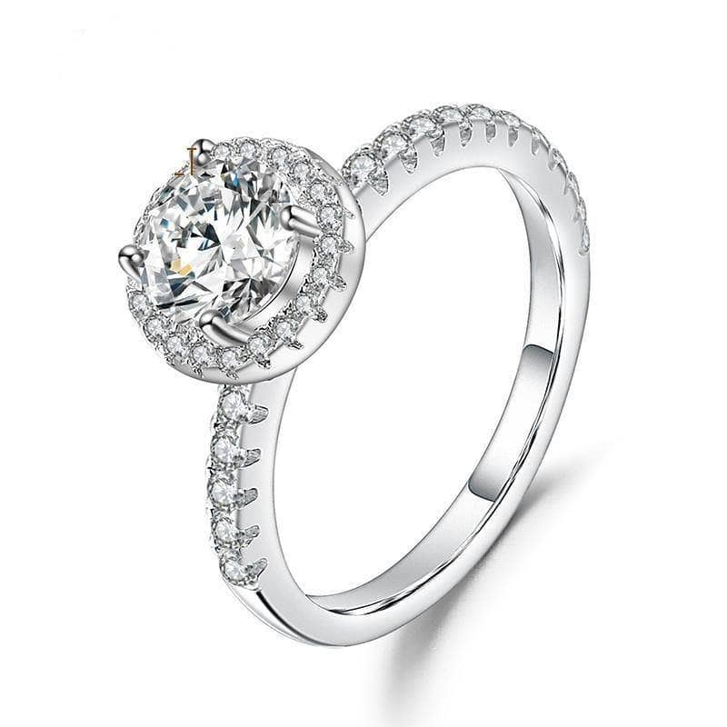 1.0Ct 6.5mm EF Color Halo Diamond Engagement Rings-Black Diamonds New York