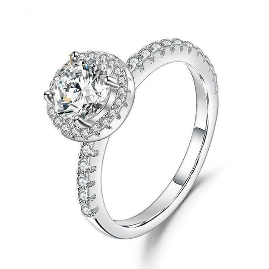 1.0Ct 6.5mm EF Color Halo Moissanite Engagement Rings - Black Diamonds New York