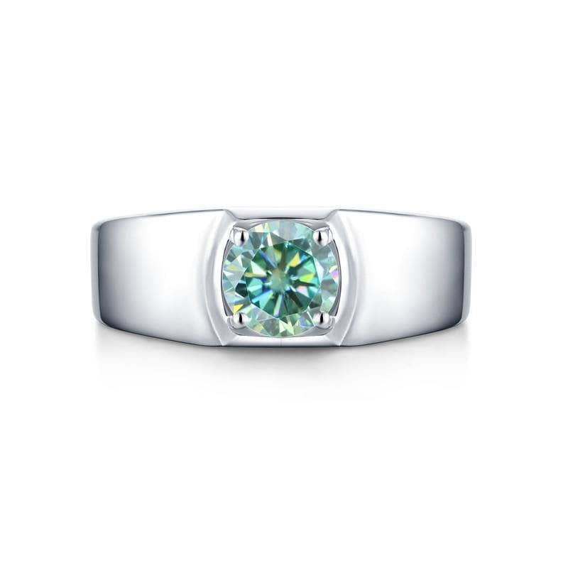 1.0Ct 6.5mm Green Color Moissanite Adjustable Men's Ring-Black Diamonds New York