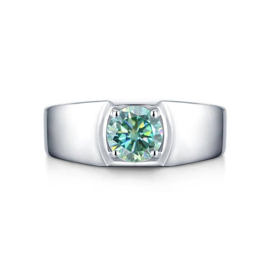 1.0Ct 6.5mm Green Color Moissanite Adjustable Men's Ring-Black Diamonds New York