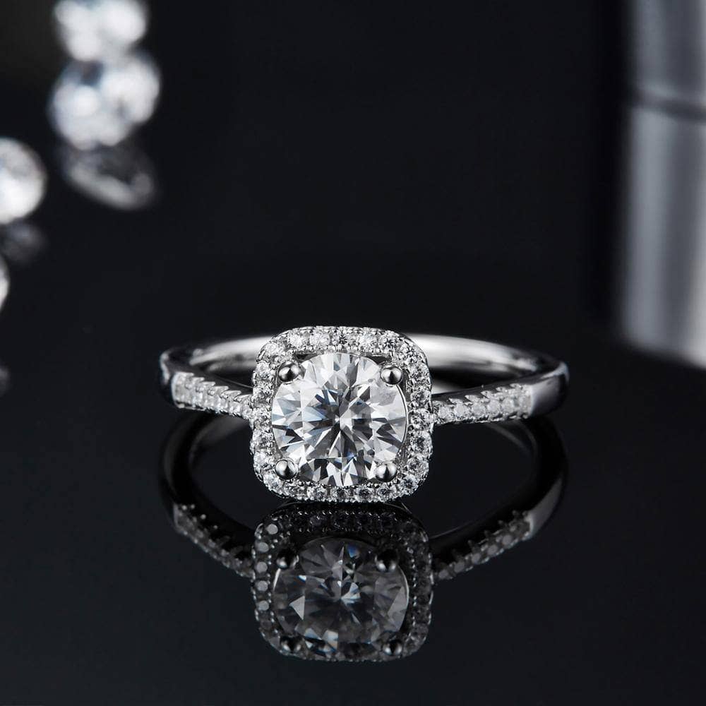 1.0Ct 6.5mm Moissanite Diamond Engagement Ring-Black Diamonds New York