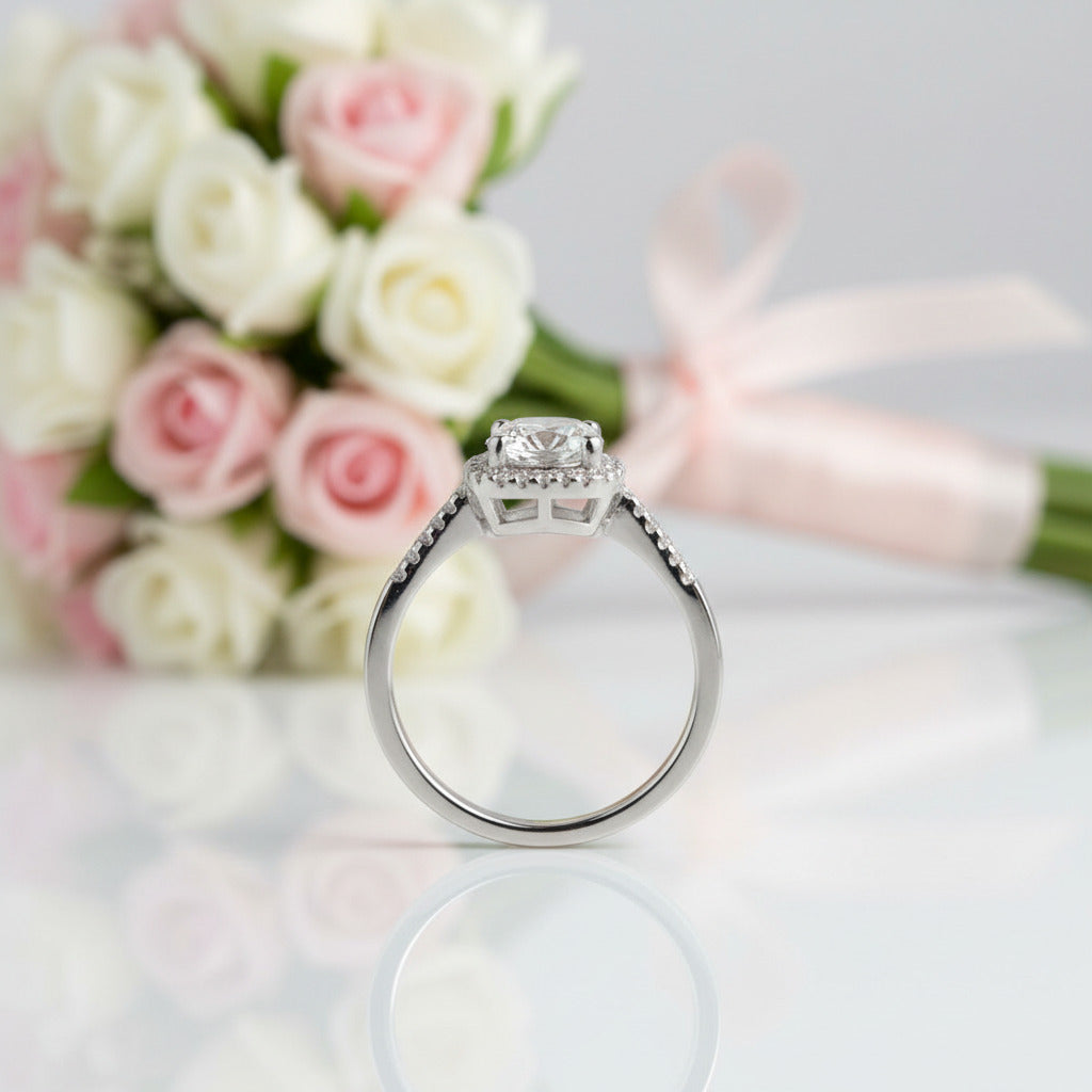 1.0Ct 6.5mm Diamond Option Engagement Ring-Black Diamonds New York