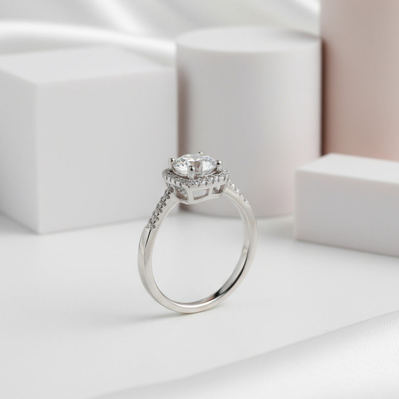 1.0Ct 6.5mm Diamond Engagement Ring-Black Diamonds New York