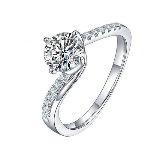 1.0Ct 6.5mm Moissanite Diamond Engagement Rings-Black Diamonds New York