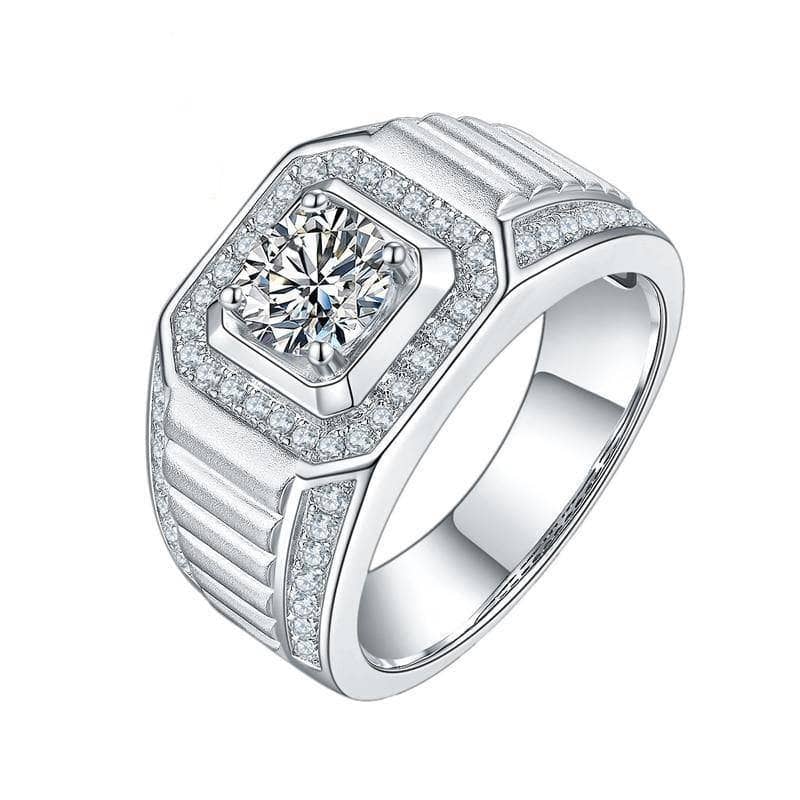1.0Ct 6.5mm Moissanite Diamond Men's Wedding Ring-Black Diamonds New York