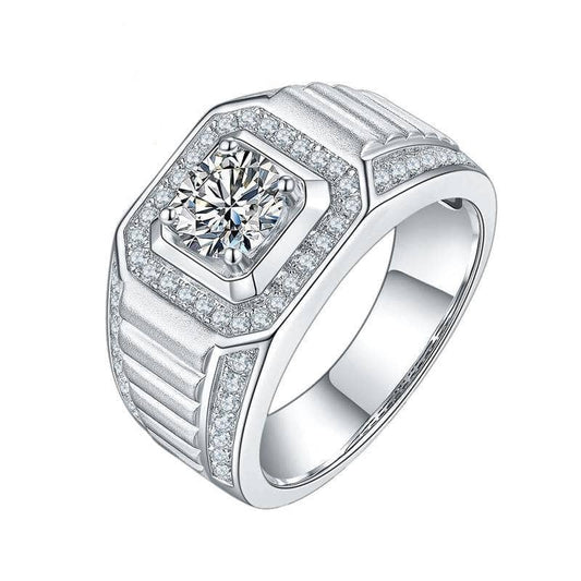 1.0Ct 6.5mm Moissanite Diamond Men's Wedding Ring - Black Diamonds New York