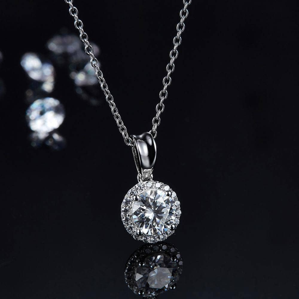 1.0ct 6.5mm Pendant Necklace 0.5ct 5mm Earrings Moissanite Diamond-Black Diamonds New York