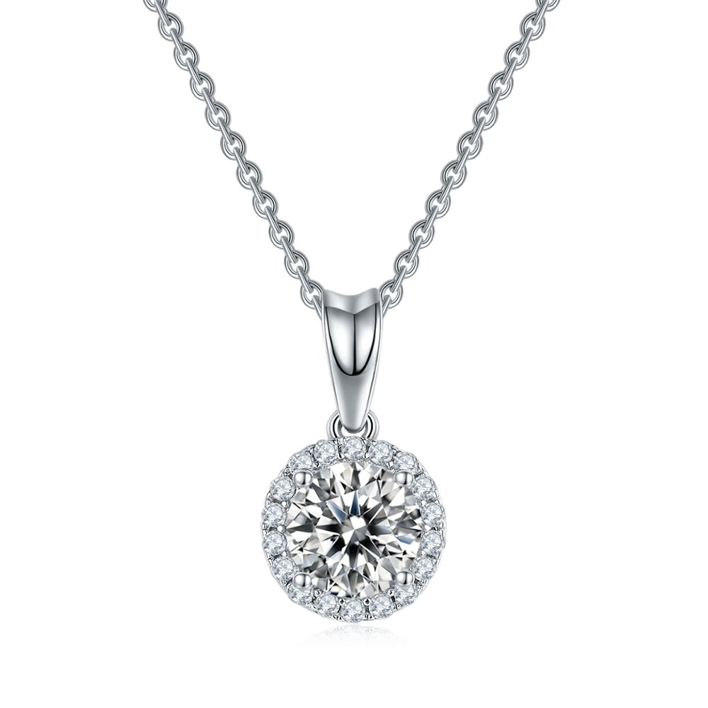 1.0ct 6.5mm Pendant Necklace 0.5ct 5mm Earrings Moissanite Diamond - Black Diamonds New York