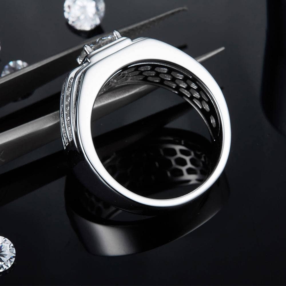 1.0ct 6.5mm Round Brilliant Men's Diamond Ring-Black Diamonds New York