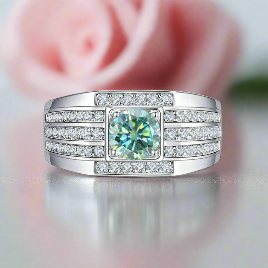 1.0ct 6.5mm Round Brilliant Diamond Men's Ring-Black Diamonds New York