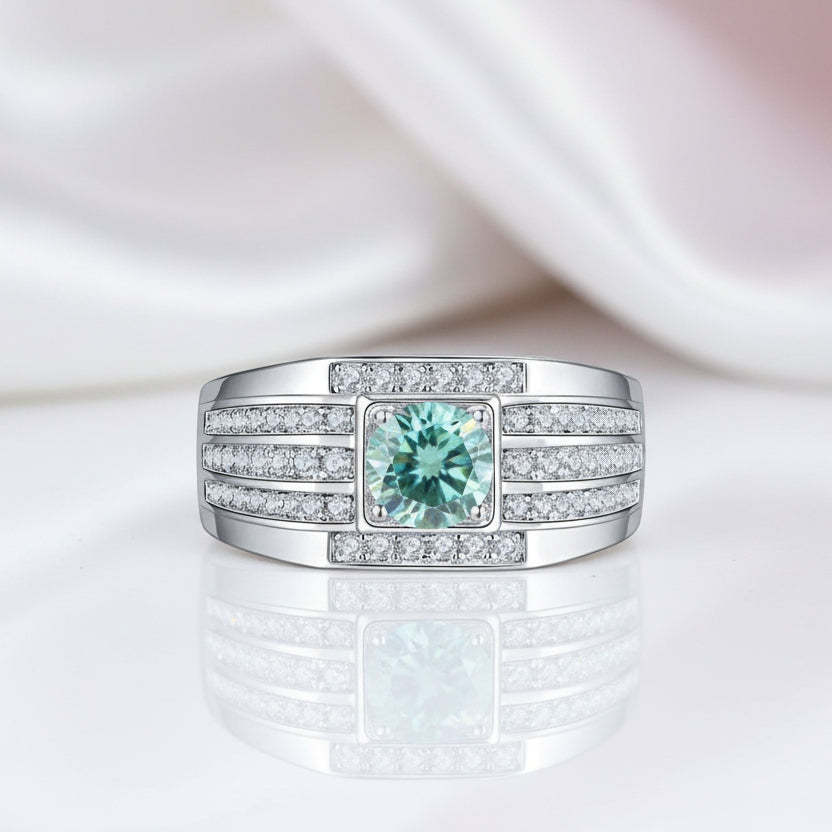 1.0ct 6.5mm Round Brilliant Diamond Option Men's Ring-Black Diamonds New York