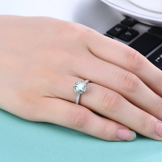 1.0Ct 6.5mm Round Floral-Style Diamond Engagement Ring-Black Diamonds New York