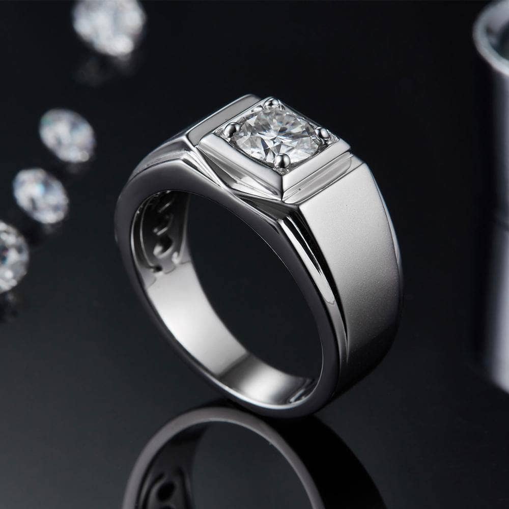 1.0ct 6.5mm Solitaire Diamond Men's Wedding Ring-Black Diamonds New York