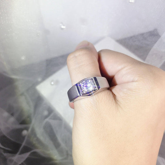 1.0ct 6.5mm Solitaire Diamond Men's Wedding Ring-Black Diamonds New York