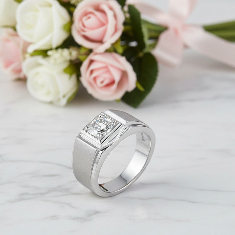1.0ct 6.5mm Solitaire Diamond Option Men's Wedding Ring-Black Diamonds New York