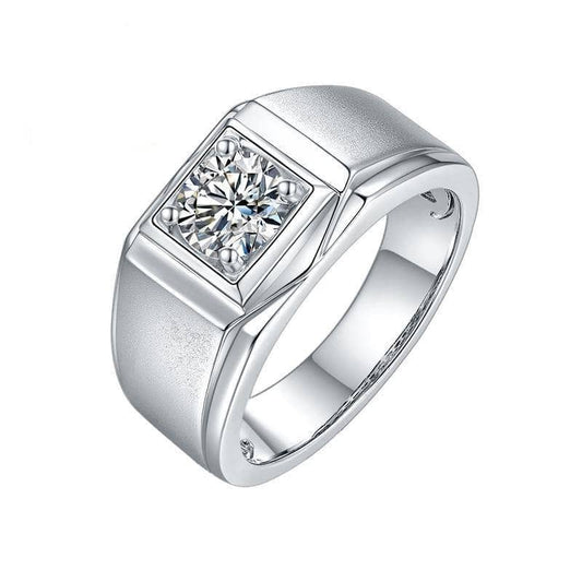 1.0ct 6.5mm Solitaire Moissanite Diamond Men's Wedding Ring-Black Diamonds New York