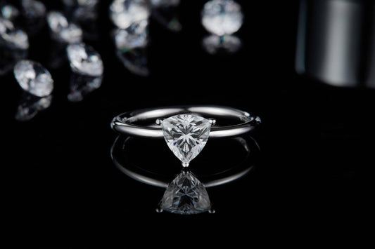1.0Ct 6.5mm Trillion Diamond Solitaire Engagement Ring-Black Diamonds New York