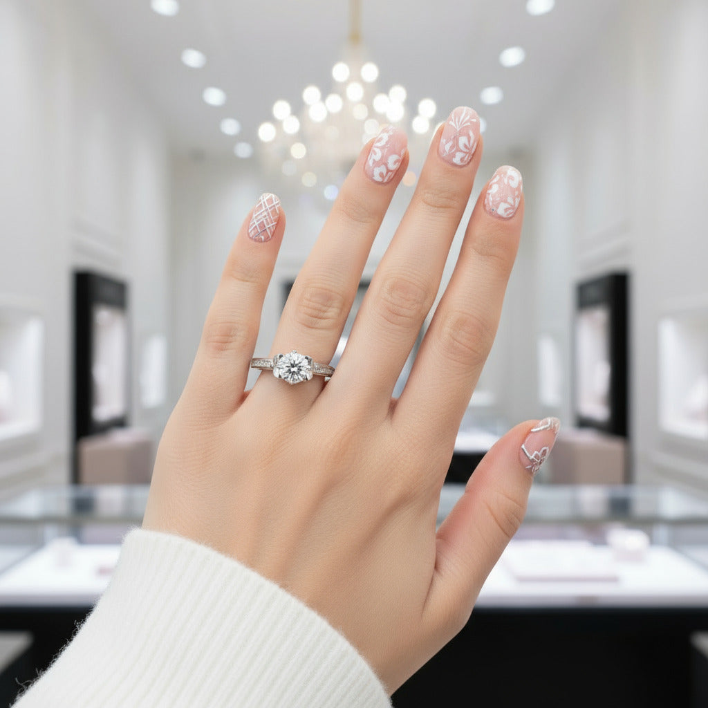 1.0Ct 6.5mm VVS1 Diamond Antique Style Ring-Black Diamonds New York