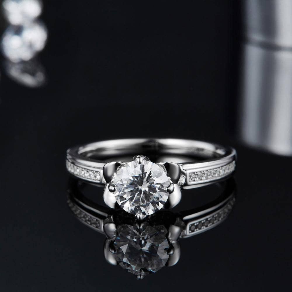 1.0Ct 6.5mm VVS1 Moissanite Diamond Antique Style Ring-Black Diamonds New York