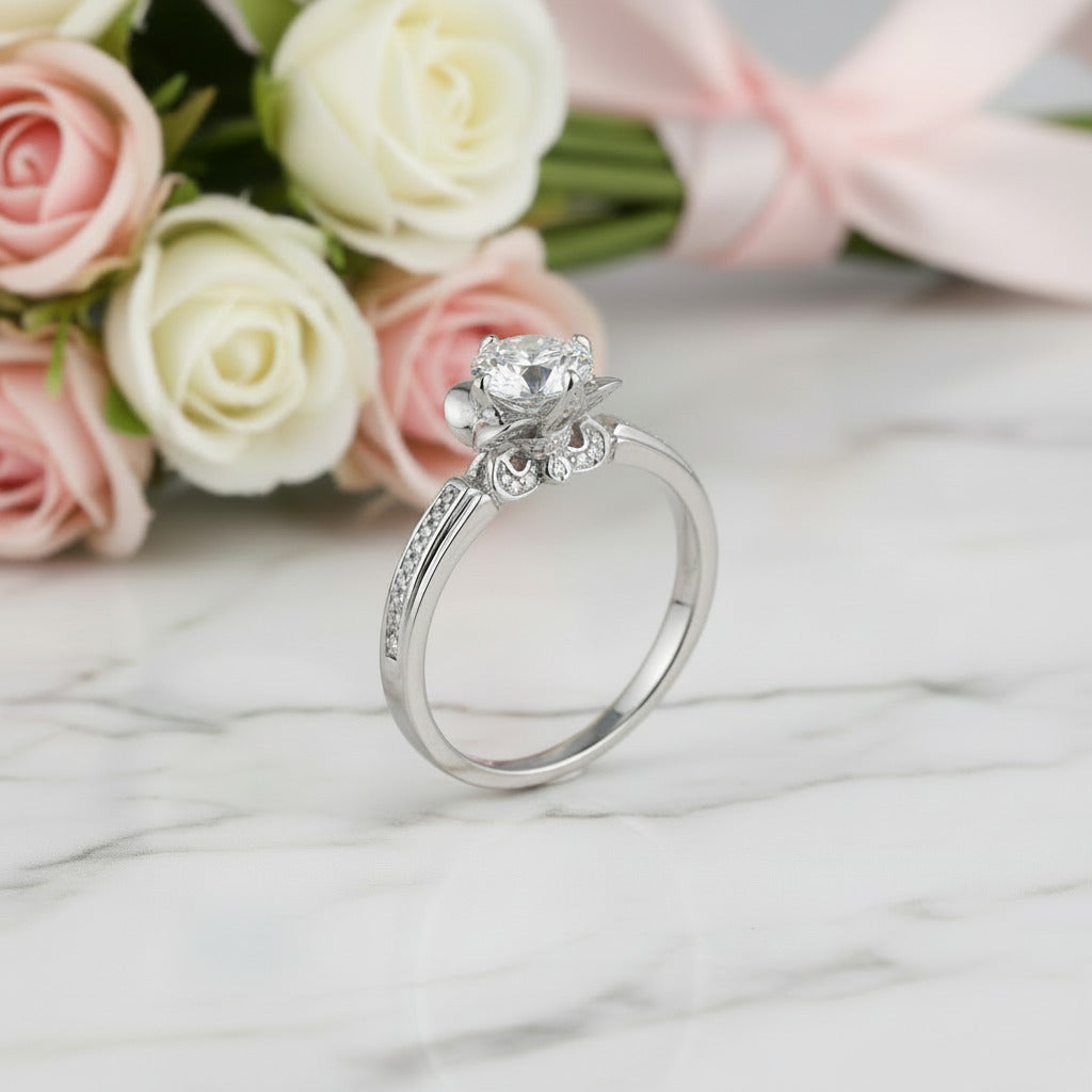 1.0Ct 6.5mm VVS1 Diamond Option Antique Option Ring-Black Diamonds New York