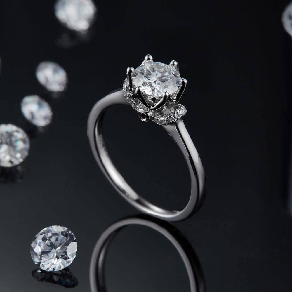 1.0Ct 6.5mm VVS1 Diamond Crown Ring-Black Diamonds New York