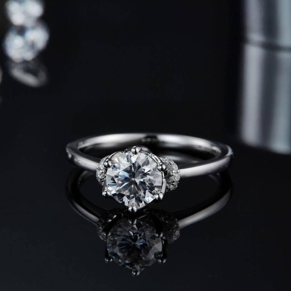 1.0Ct 6.5mm VVS1 Moissanite Diamond Crown Ring - Black Diamonds New York