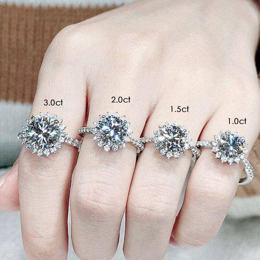 1.0Ct 6.5mm VVS1 Diamond Sun Flower Engagement Ring-Black Diamonds New York