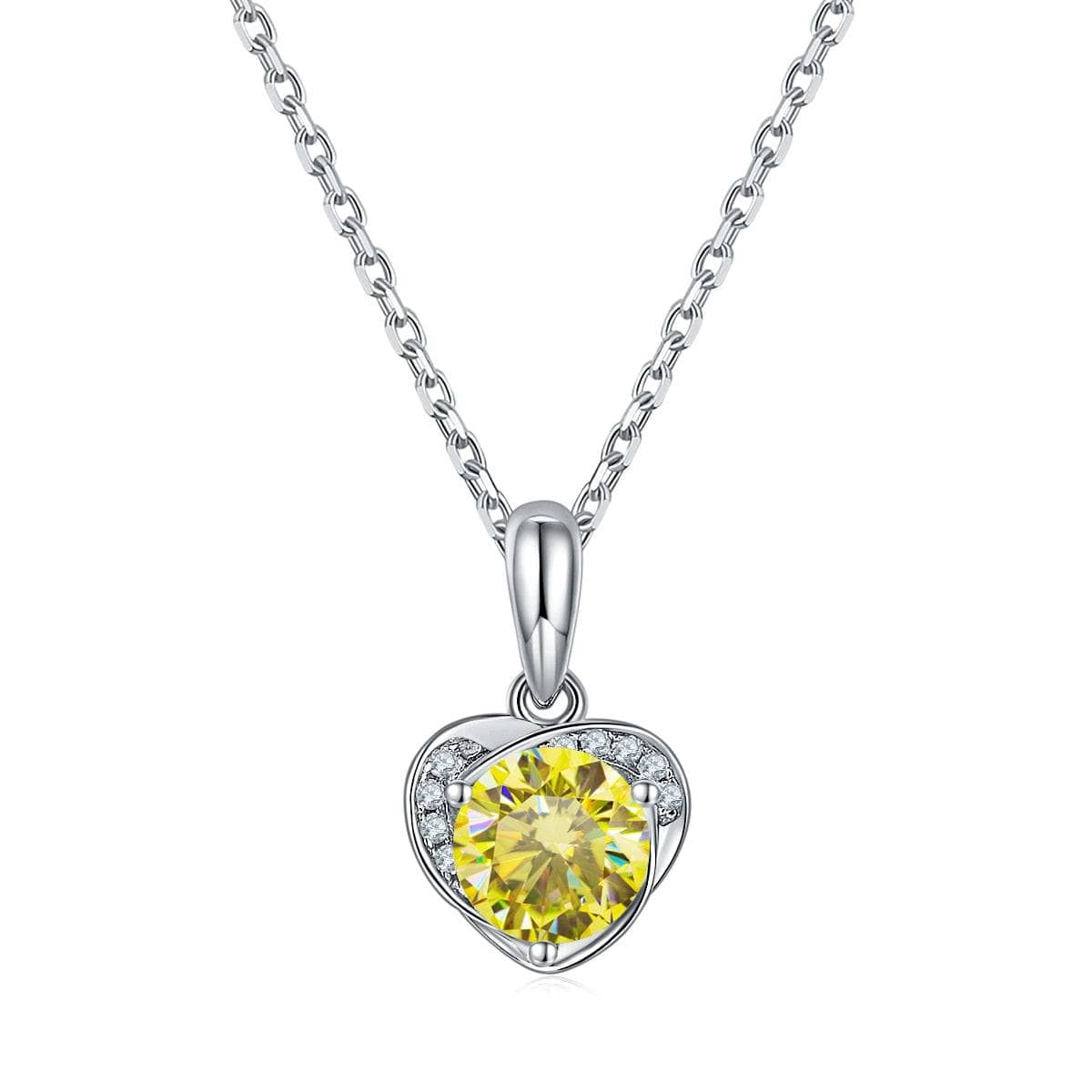 1.0ct 6.5mm Yellow Moissanite Necklace - Black Diamonds New York