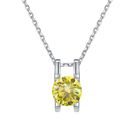 1.0ct 6.5mm Yellow Moissanite Necklace-Black Diamonds New York