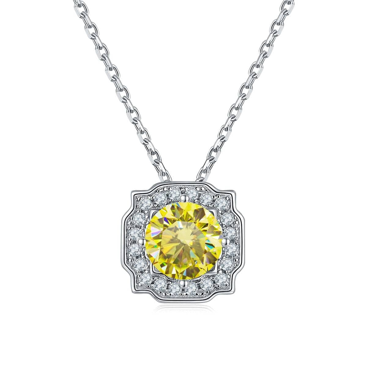 1.0ct 6.5mm Yellow Moissanite Necklace - Black Diamonds New York