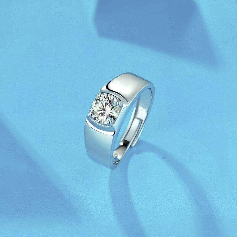 1.0Ct D Color 6.5mm Moissanite Diamond Adjustable Ring-Black Diamonds New York