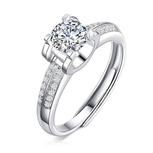 1.0Ct D Color 6.5mm Moissanite Diamond Engagement Ring-Black Diamonds New York