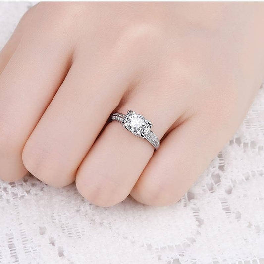1.0Ct D Color 6.5mm Moissanite Diamond Engagement Ring-Black Diamonds New York