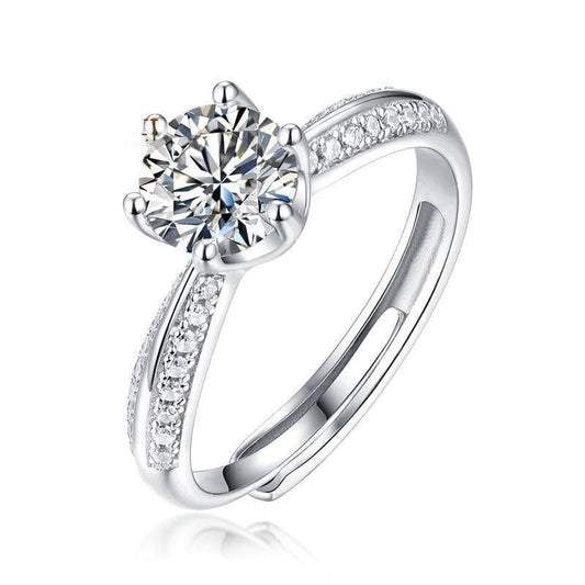 1.0Ct D Color Moissanite Diamond Engagement Adjustable Ring - Black Diamonds New York
