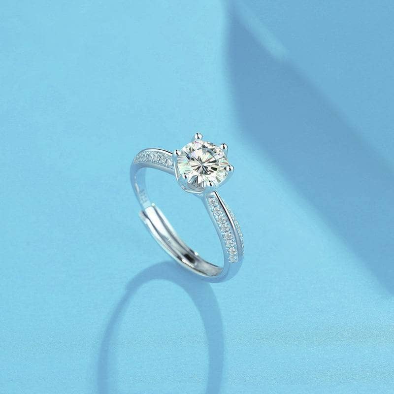 1.0Ct D Color Moissanite Diamond Engagement Adjustable Ring - Black Diamonds New York