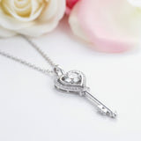1.0Ct D Color Diamond Option Heart Key Pendant Necklace