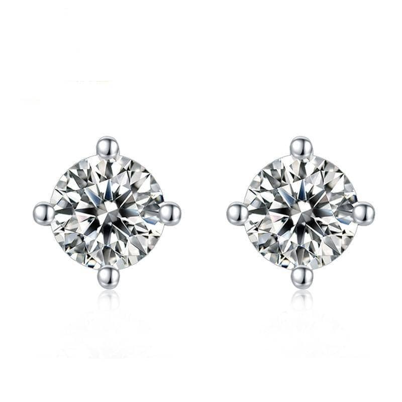 1.0Ct D Color Sparkling Moissanite Diamond 4 Prong Stud Earrings - Black Diamonds New York