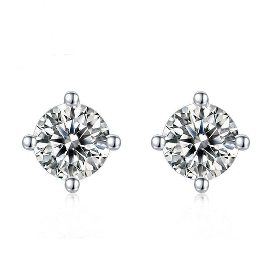 1.0Ct D Color Sparkling Diamond 4 Prong Stud Earrings-Black Diamonds New York