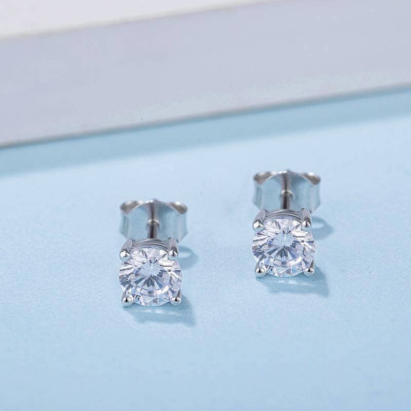 1.0Ct D Color Sparkling Moissanite Diamond 4 Prong Stud Earrings-Black Diamonds New York