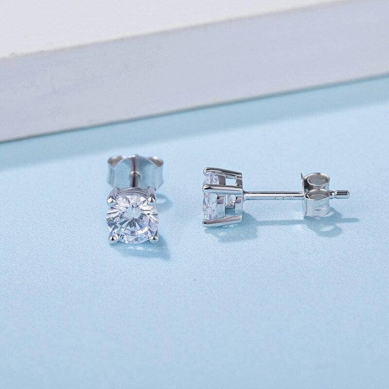 1.0Ct D Color Sparkling Moissanite Diamond 4 Prong Stud Earrings-Black Diamonds New York